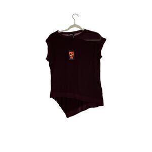 NWT DKNY red violet type color asymmetrical blouse size XS